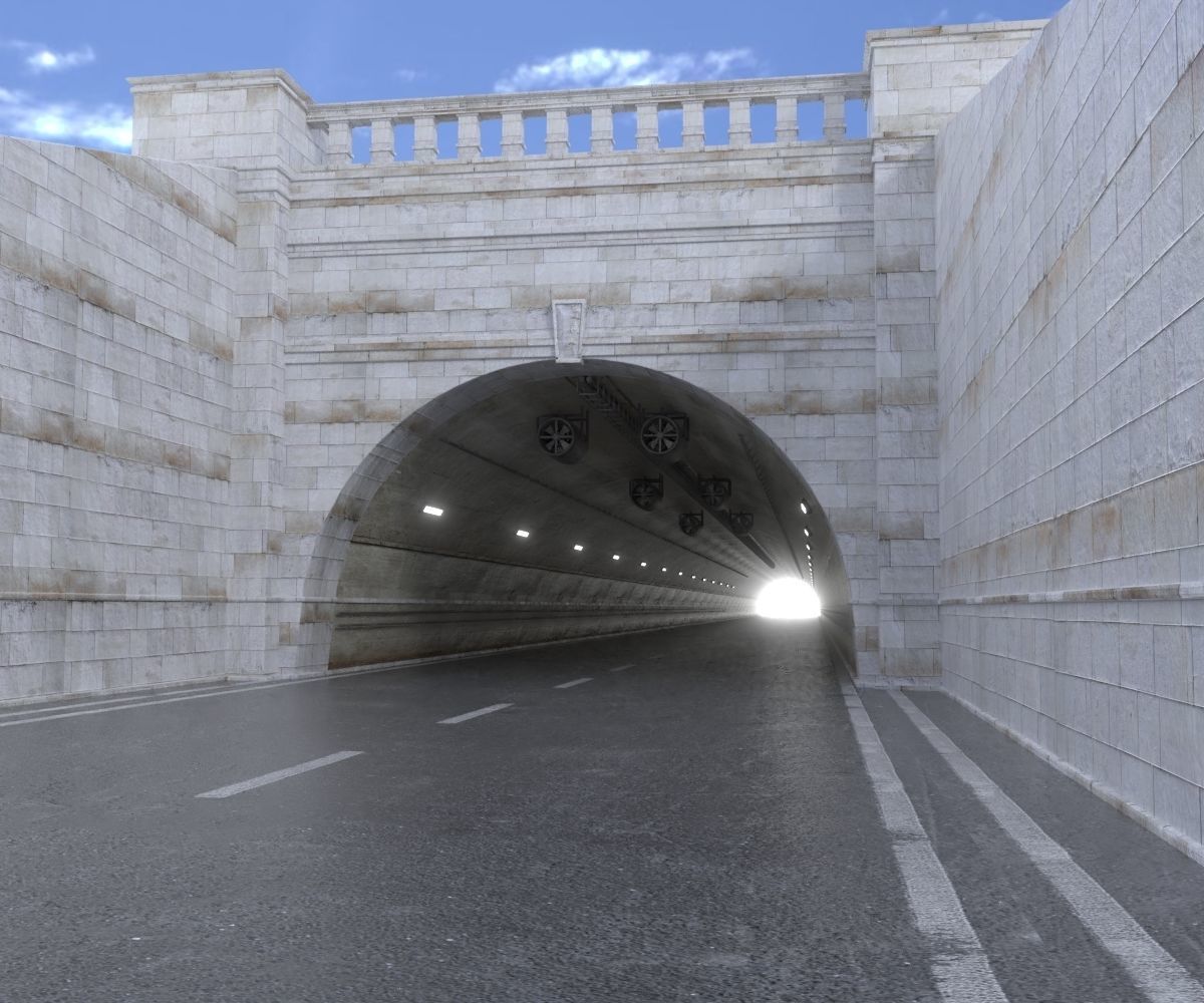 ROAD TUNNEL TILEABLE WITH ENTRANCE AND EXIT 3D Model