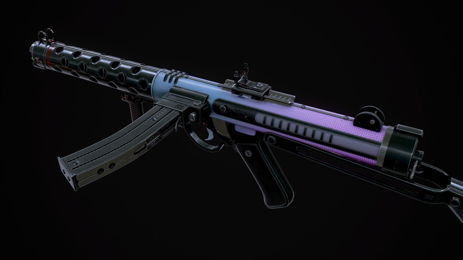 Futuristic Sterling MK4 Low-poly 3D model_13