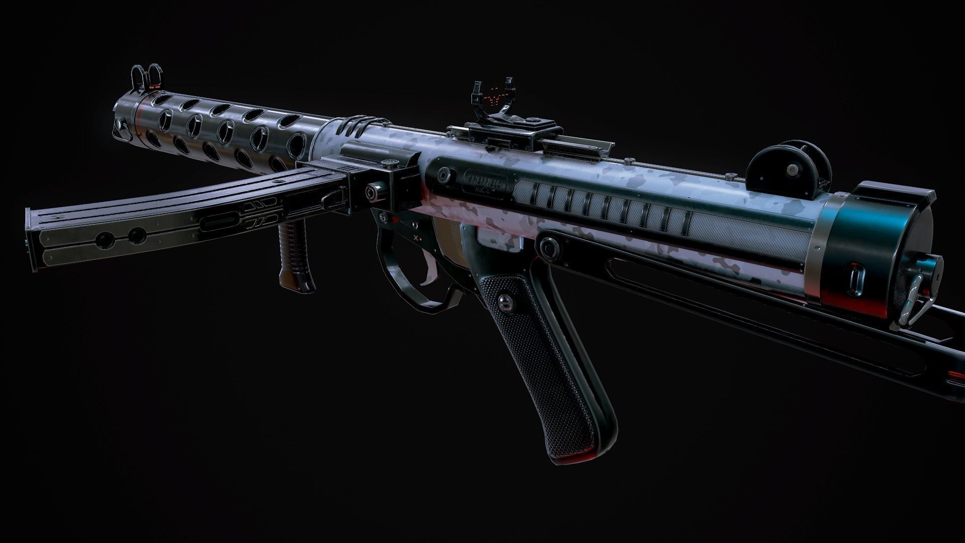 Futuristic Sterling MK4 Low-poly 3D model_5