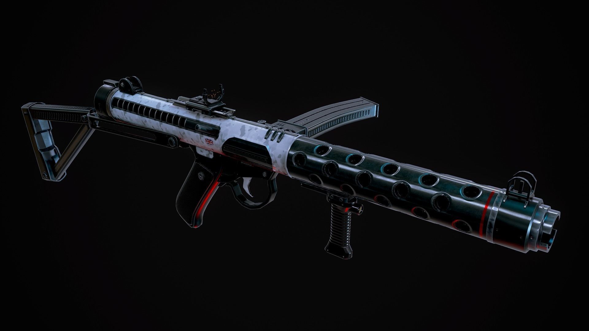Futuristic Sterling MK4 Low-poly 3D model_1