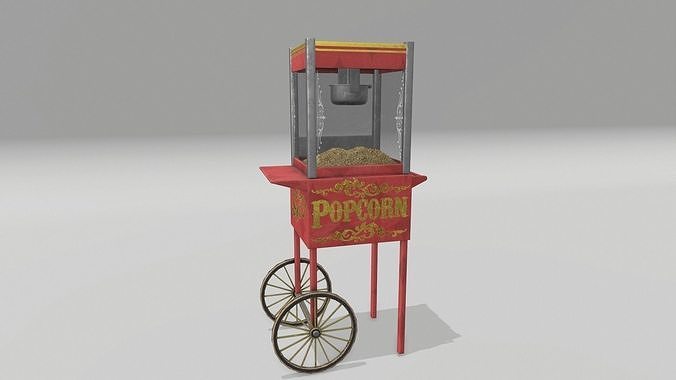 Popcorn Cart Low-poly 3D model