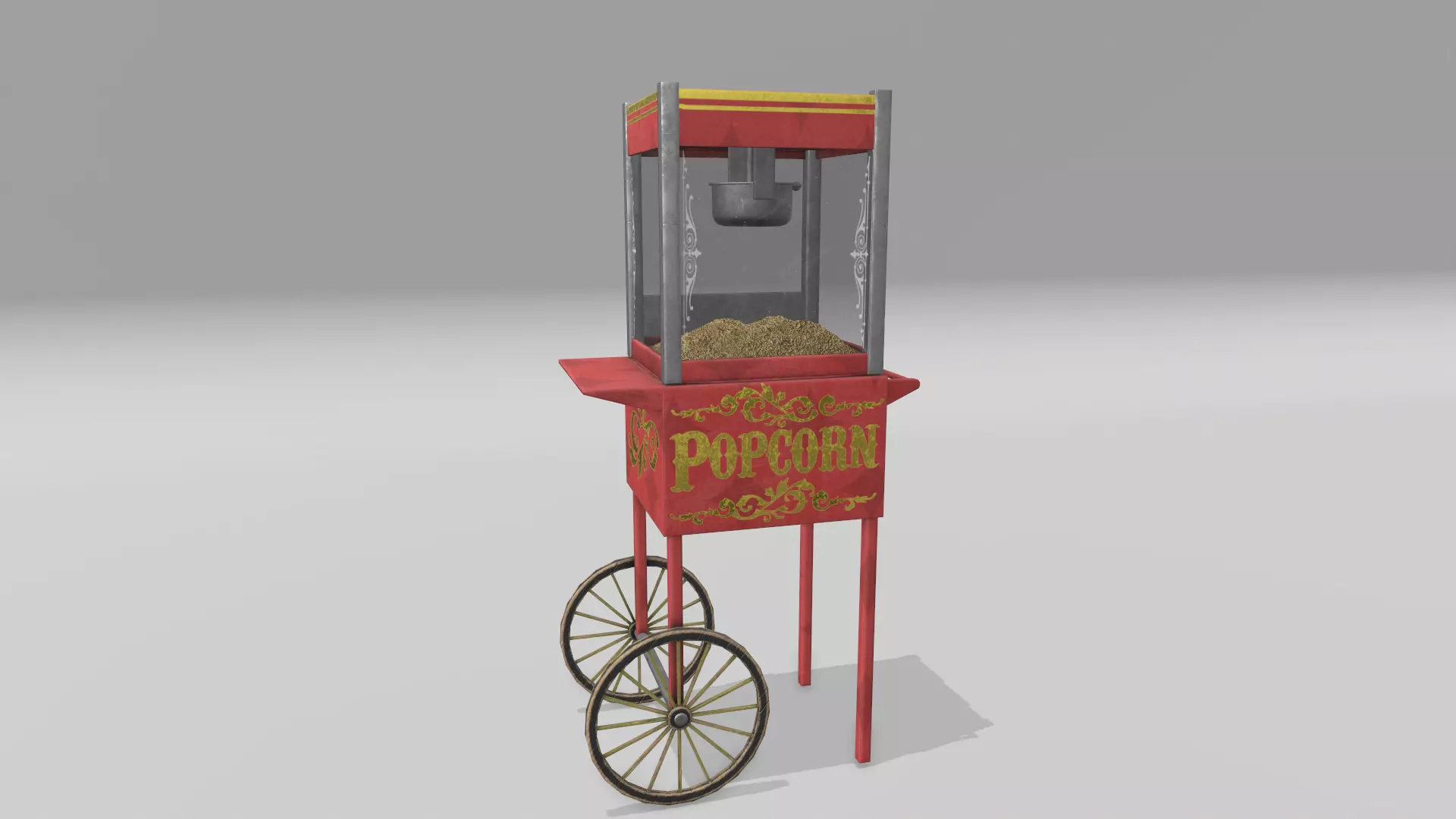 Popcorn Cart Low-poly 3D model