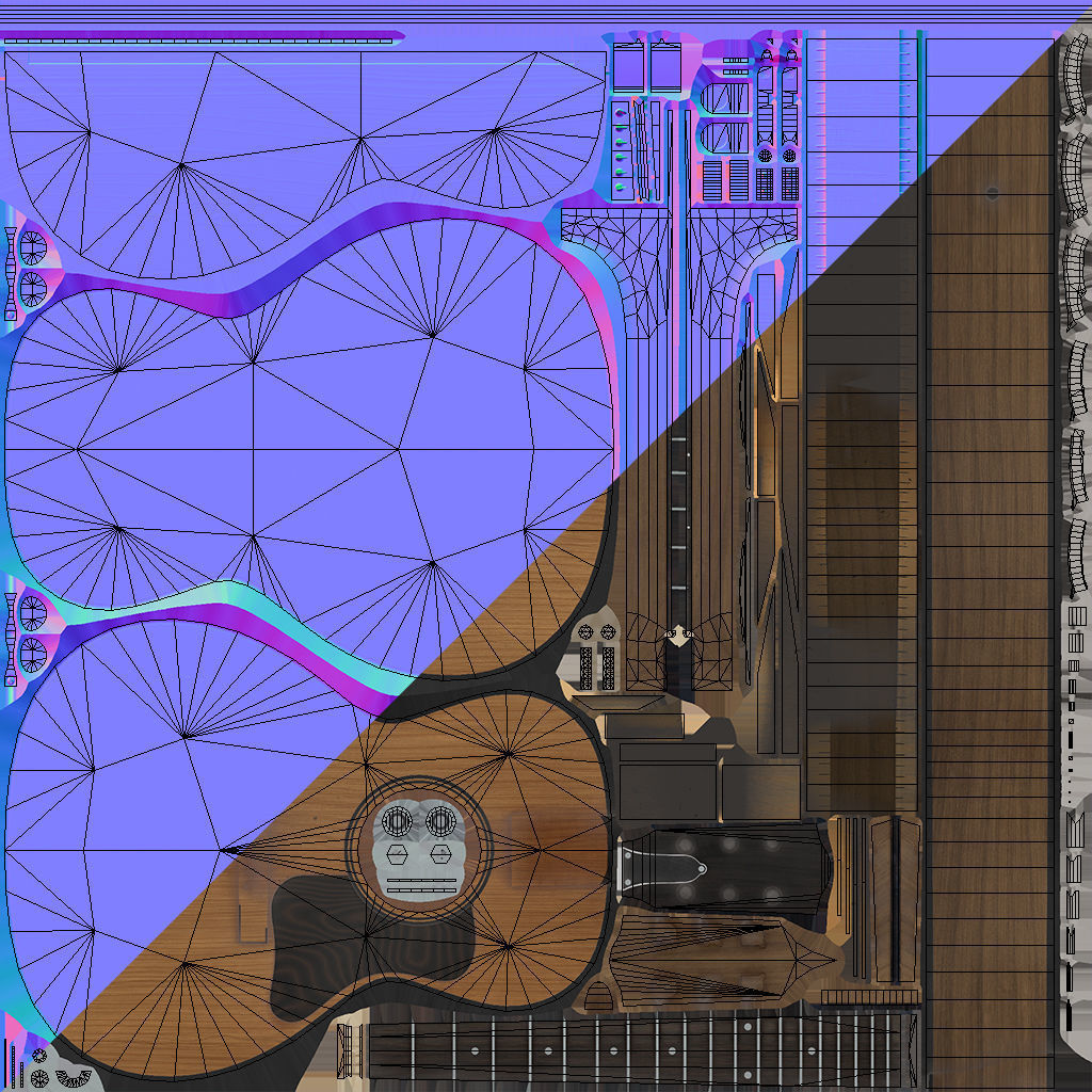 Acoustic guitar Low-poly 3D model_4