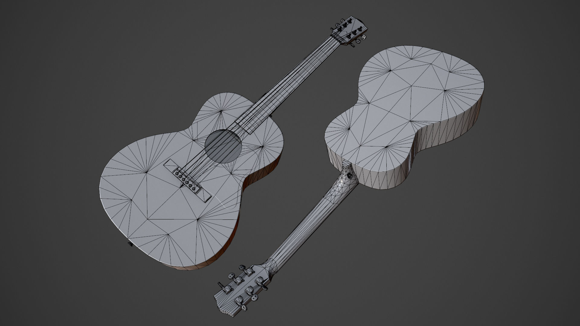 Acoustic guitar Low-poly 3D model_3