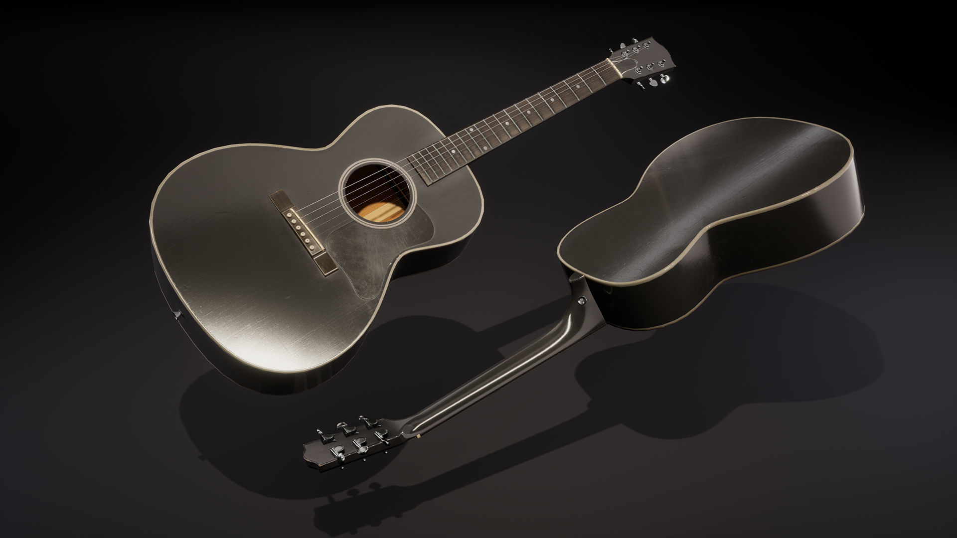 Acoustic guitar Low-poly 3D model_1