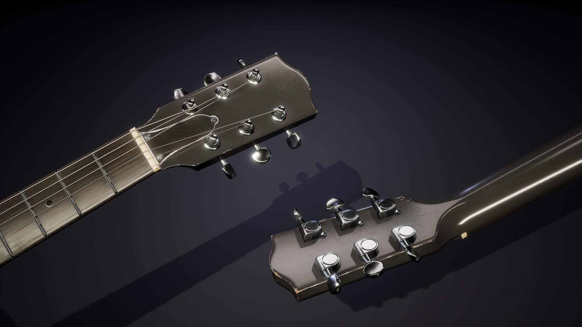 Acoustic guitar Low-poly 3D model_2