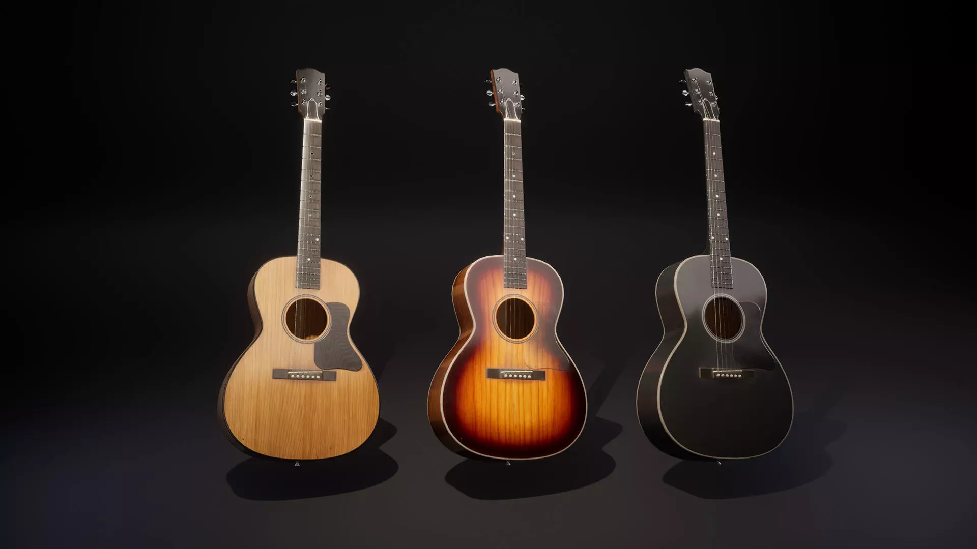 Acoustic guitar Low-poly 3D model_0