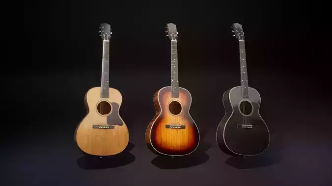 Acoustic guitar Low-poly 3D model