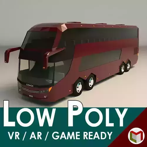 Low Poly Coach Bus 03 Low-poly 3D model