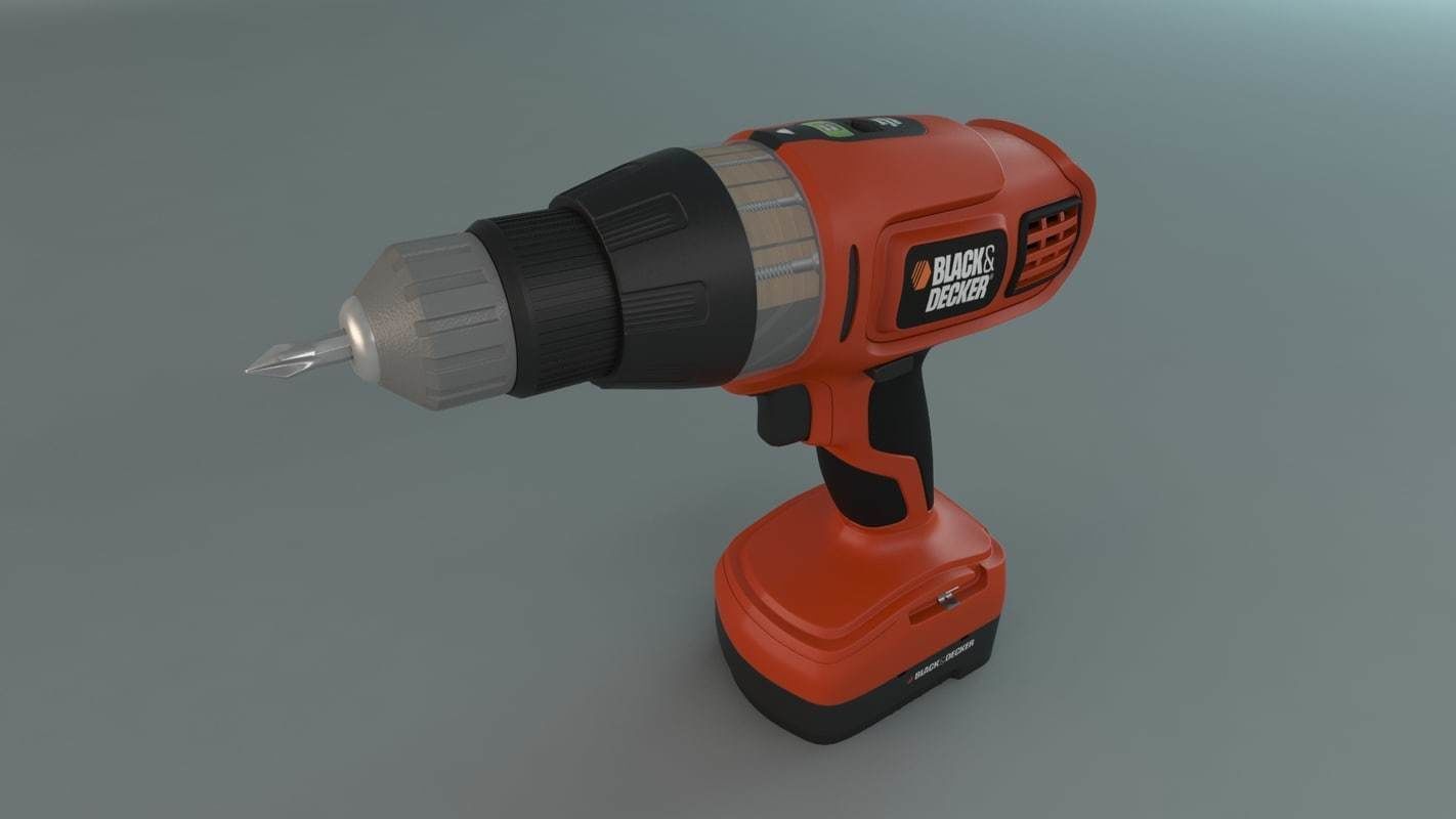 Cordless Drill Black and Decker 3D model_1