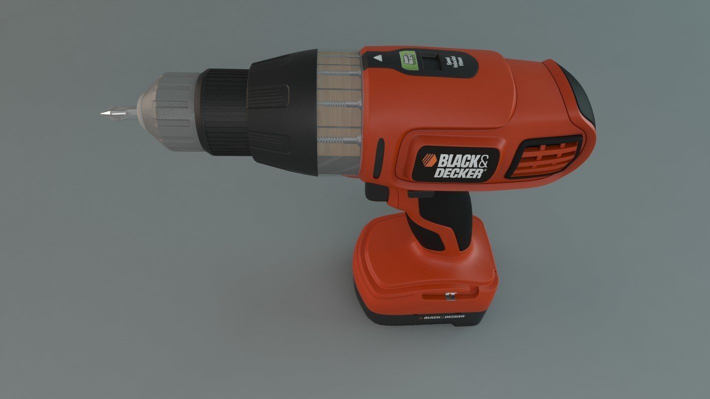 Cordless Drill Black and Decker 3D model_2