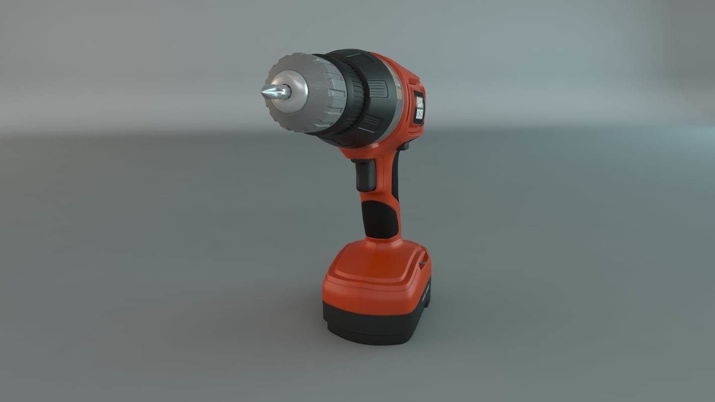 Cordless Drill Black and Decker 3D model_4