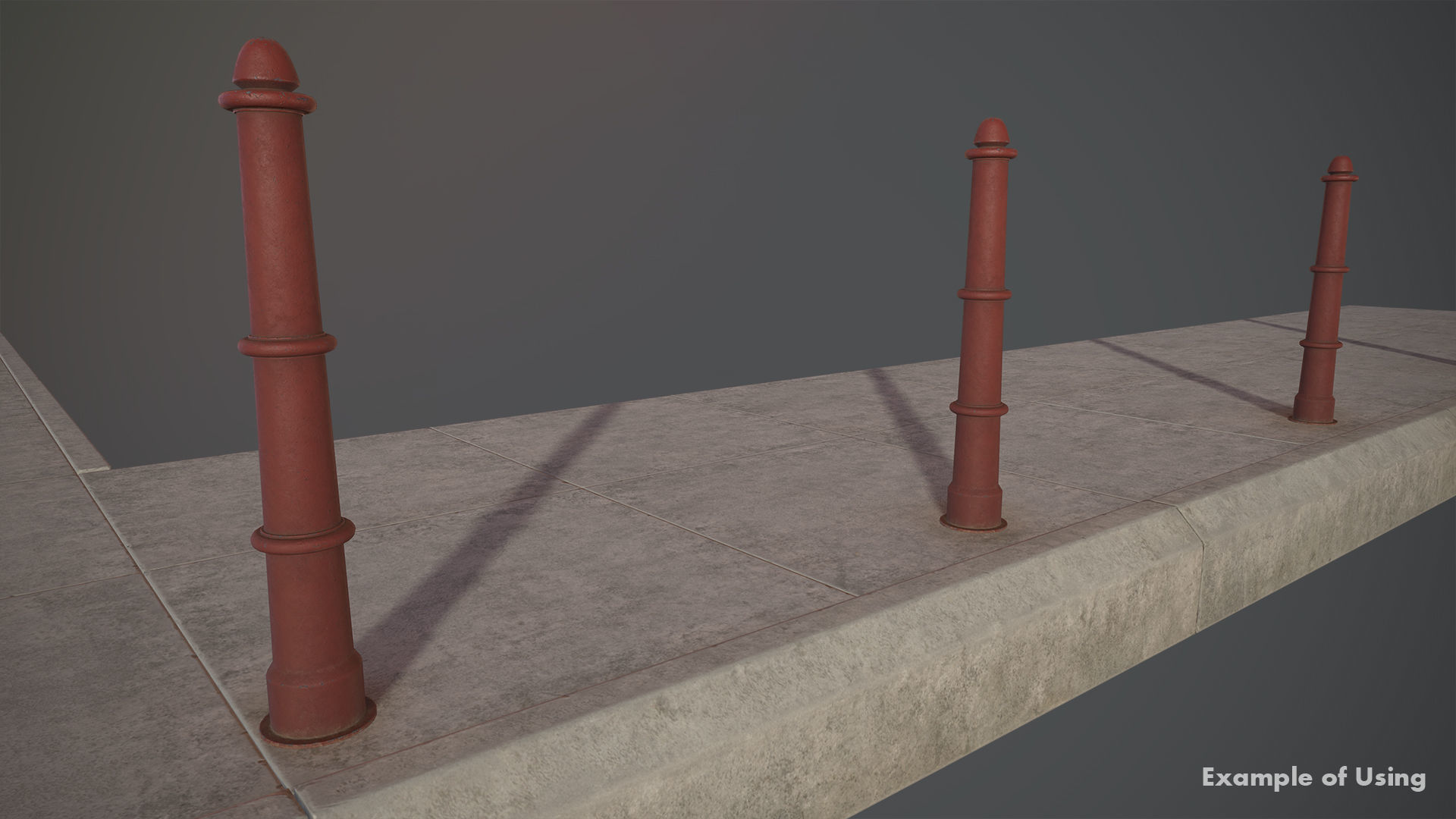 Barrier Bollard pack 5 Red v3 Low-poly 3D model_10
