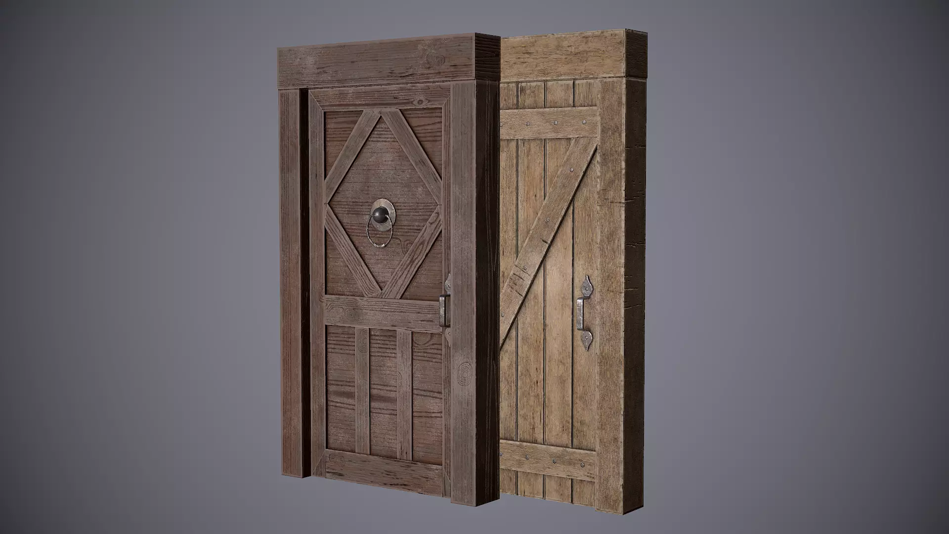 Medieval Doors Low-poly 3D model_0