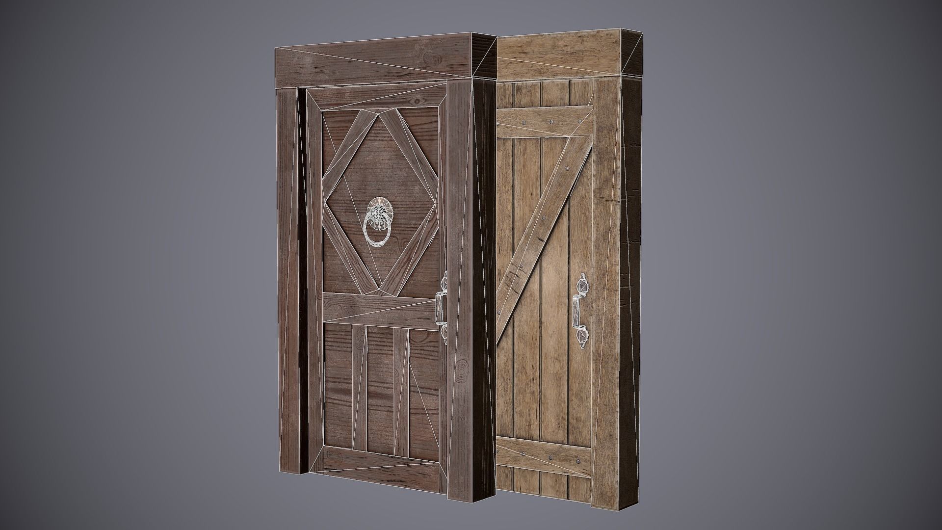 Medieval Doors Low-poly 3D model_1