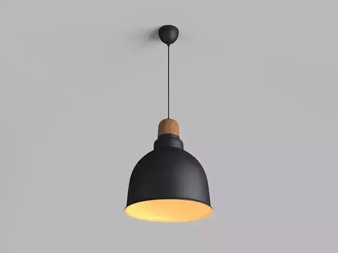 Anthracite Pendant Lamp With Wooden Detail