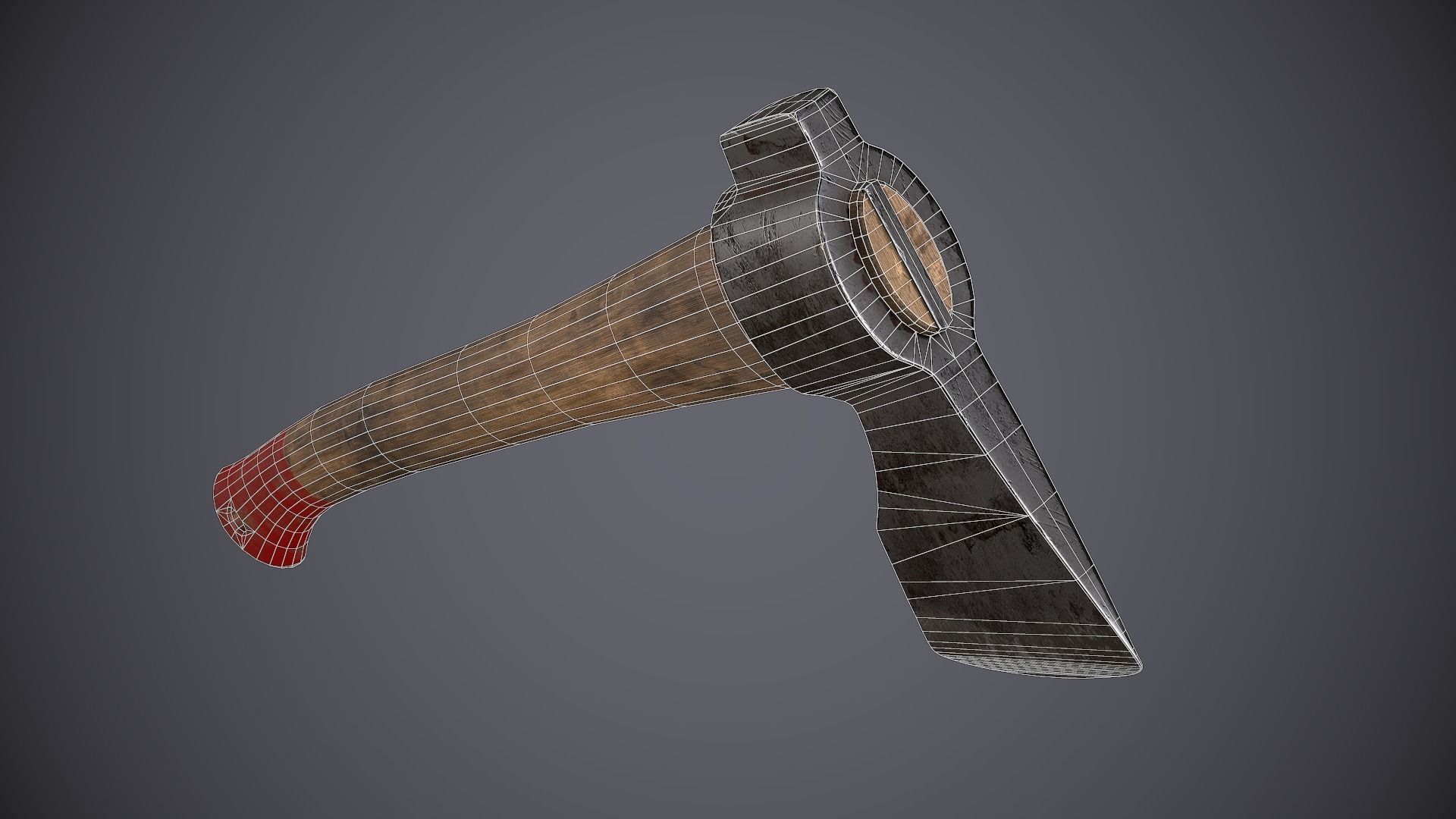 Old Axe 1 Low-poly 3D model_7
