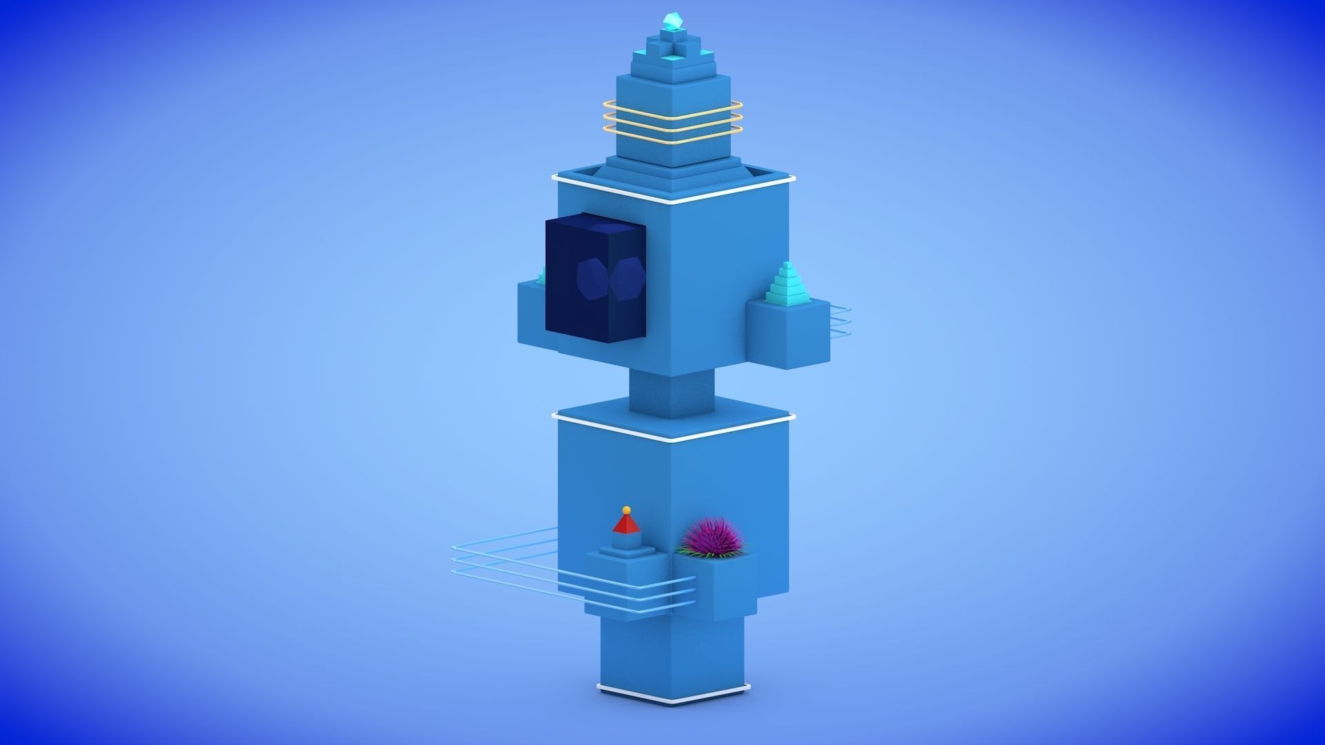 Low-poly Sci-fi Tower Low-poly 3D model_1