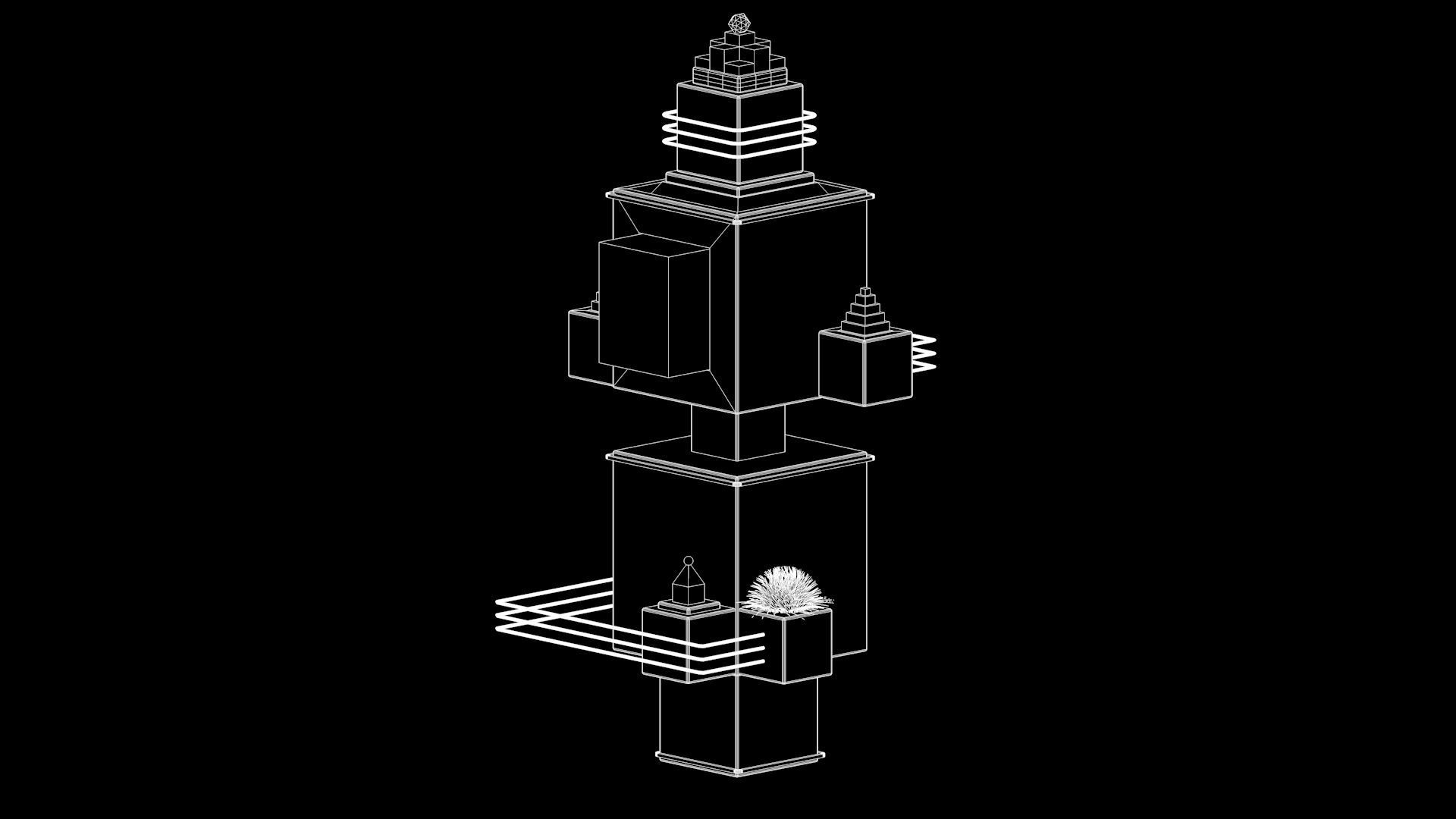 Low-poly Sci-fi Tower Low-poly 3D model_7