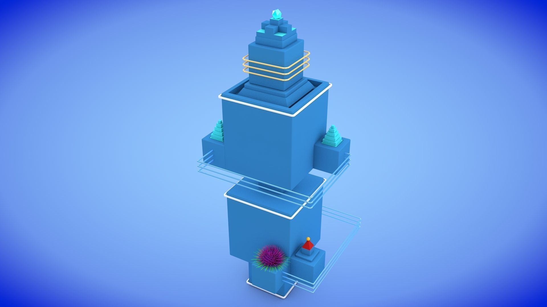 Low-poly Sci-fi Tower Low-poly 3D model_2