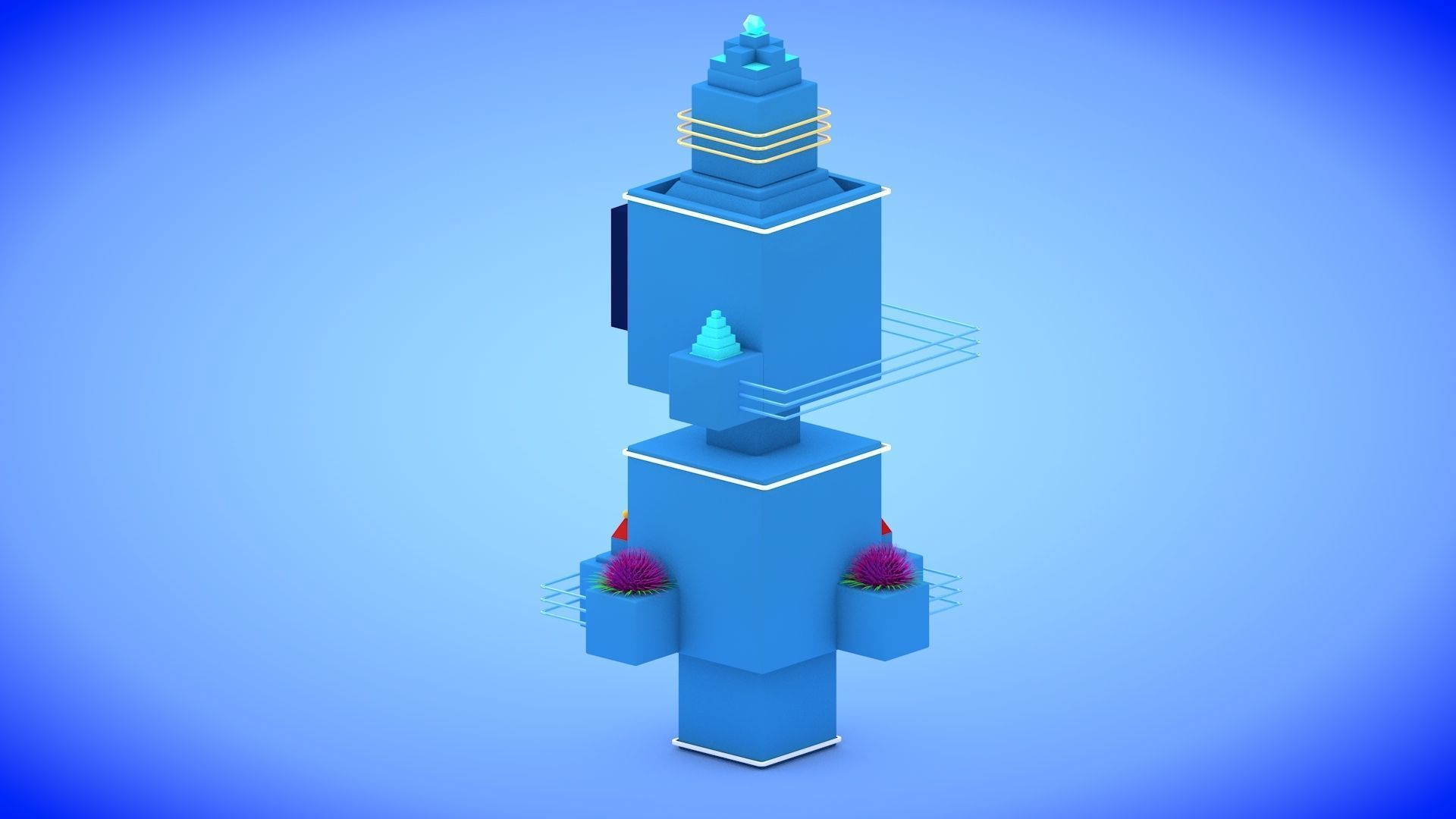 Low-poly Sci-fi Tower Low-poly 3D model_4