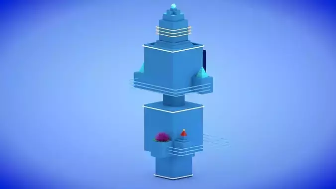 Low-poly Sci-fi Tower Low-poly 3D model
