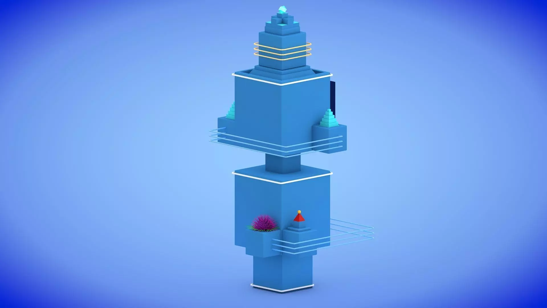 Low-poly Sci-fi Tower Low-poly 3D model_0