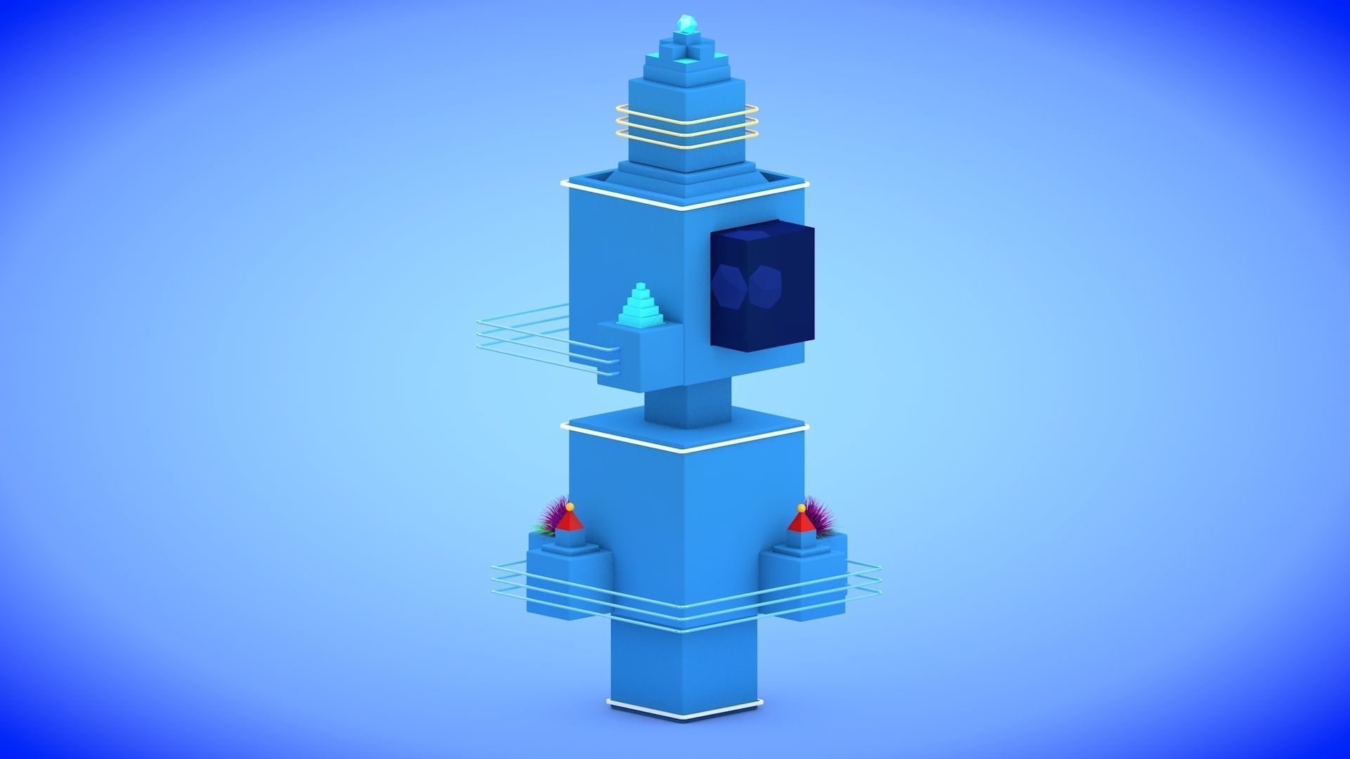 Low-poly Sci-fi Tower Low-poly 3D model_3