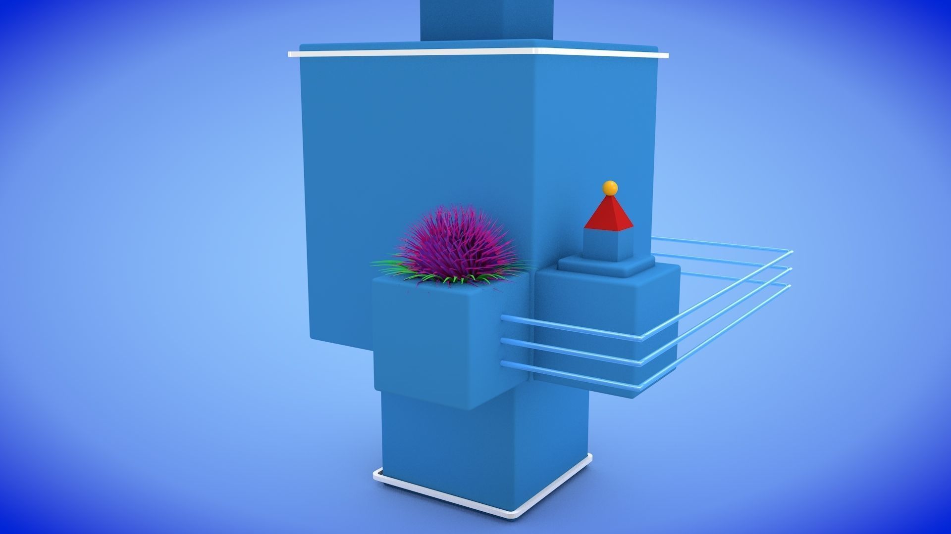 Low-poly Sci-fi Tower Low-poly 3D model_5