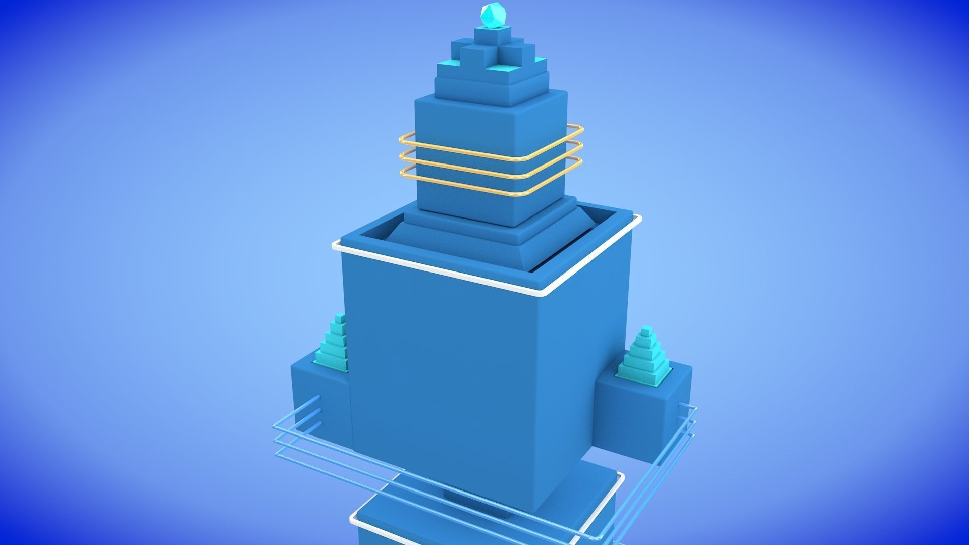 Low-poly Sci-fi Tower Low-poly 3D model_6