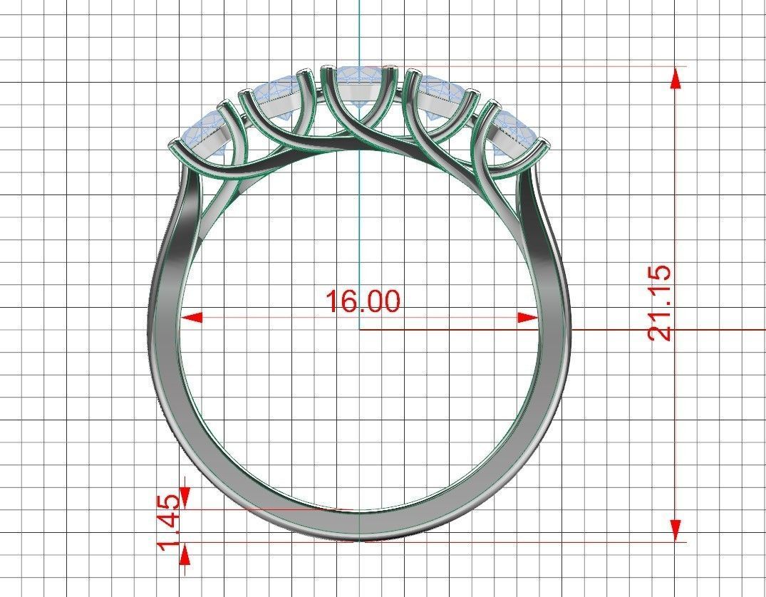 Weave  wedding diamonds ring   3D print model_7