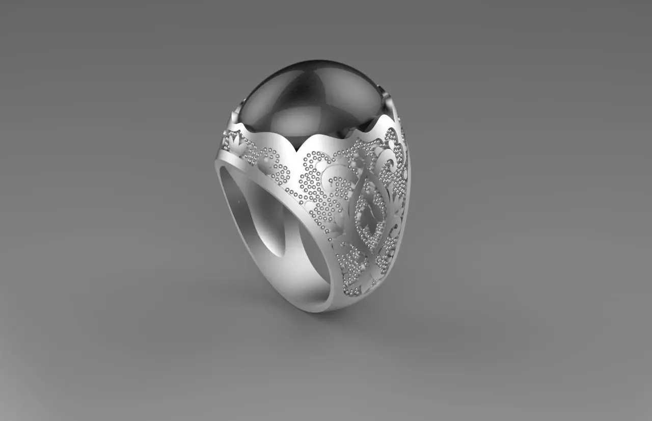 Gentleman Ring with engraving side  3D print model_0