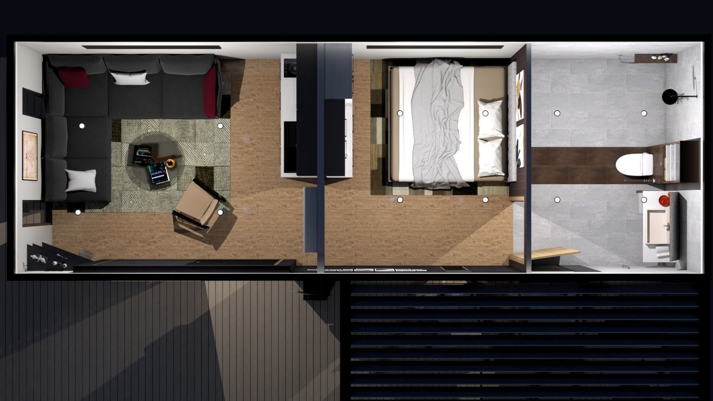 mobile home tiny house vacation house on 35 3dmodel Low-poly 3D model_19