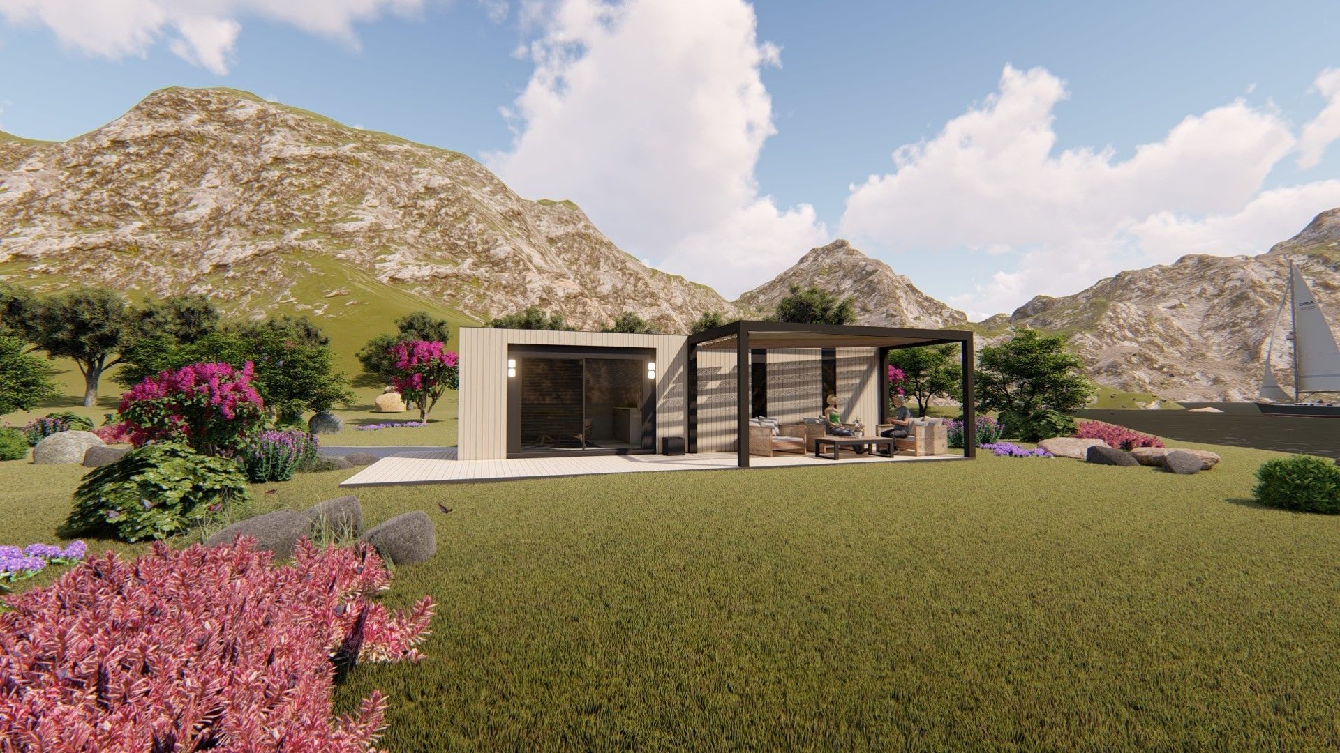 mobile home tiny house vacation house on 35 3dmodel Low-poly 3D model_1