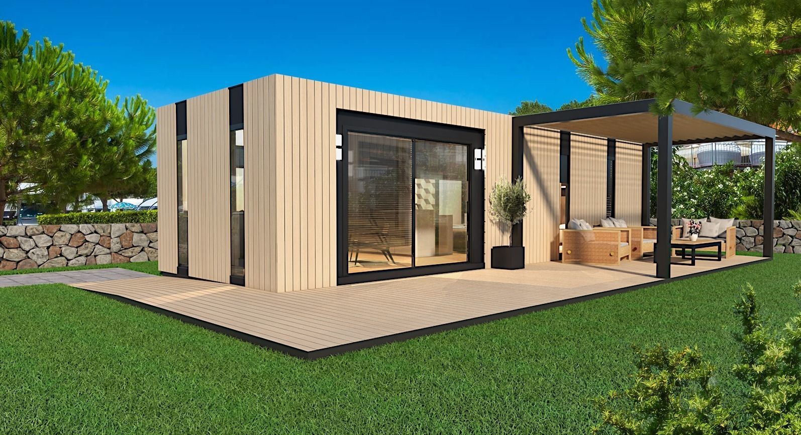 mobile home tiny house vacation house on 35 3dmodel Low-poly 3D model_18