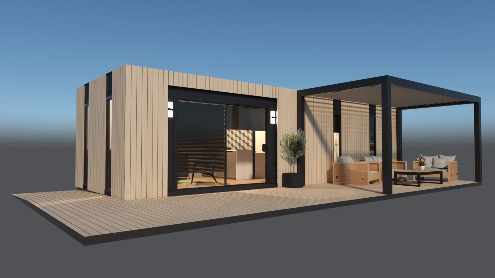 mobile home tiny house vacation house on 35 3dmodel Low-poly 3D model_11