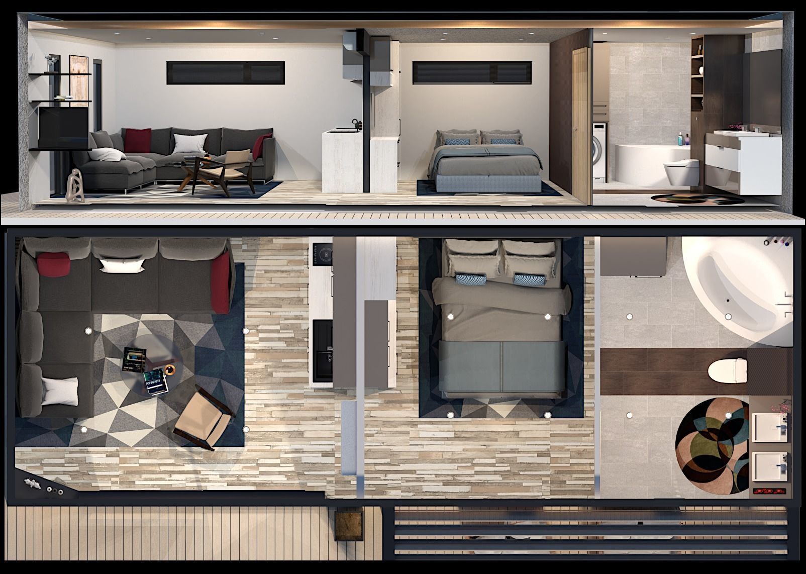 mobile home tiny house vacation house on 35 3dmodel Low-poly 3D model_2