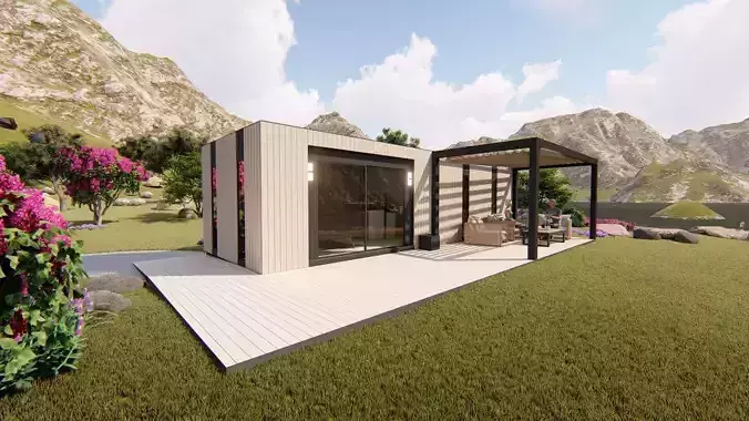 mobile home tiny house  vacation house on 35 3dmodel