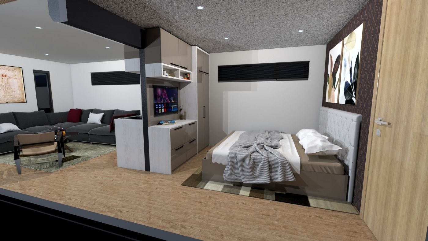 mobile home tiny house vacation house on 35 3dmodel Low-poly 3D model_4