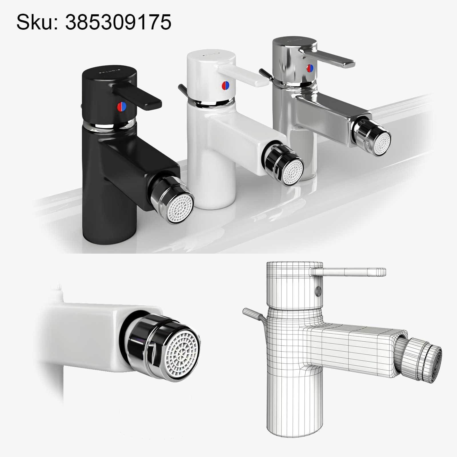 Bathroom mixer set BLACK and WHITE 3D model_4
