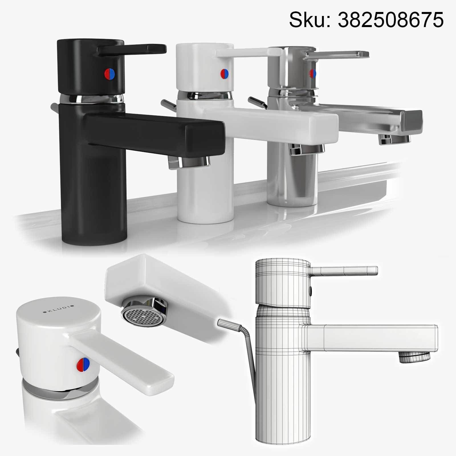 Bathroom mixer set BLACK and WHITE 3D model_1