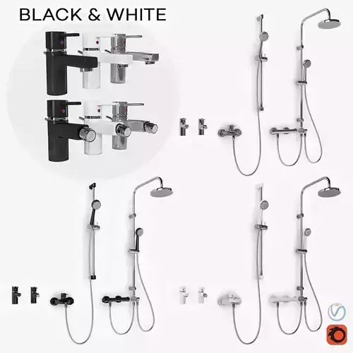 Bathroom mixer set BLACK and WHITE 3D model