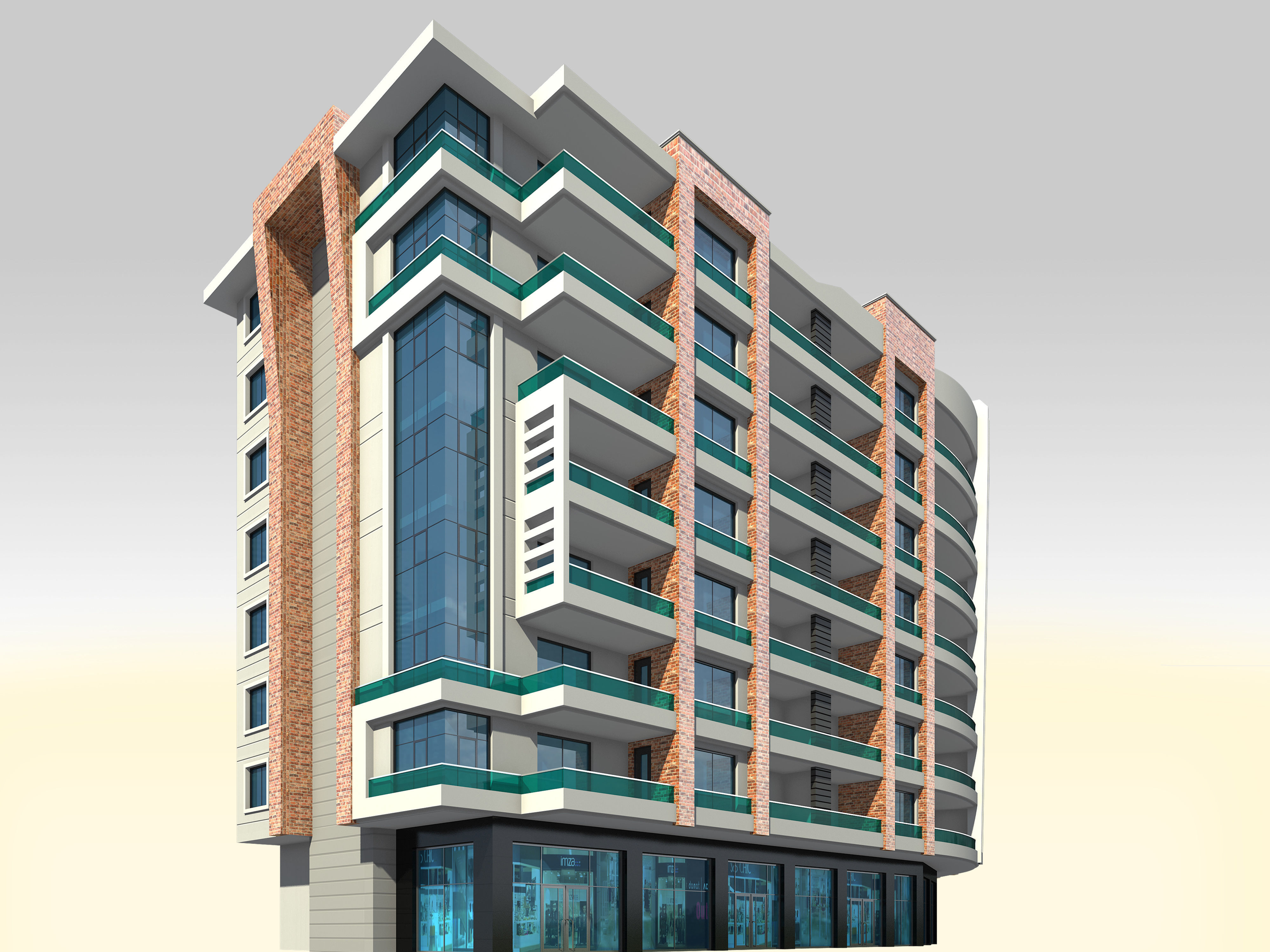 Residence Architectural 3d Model with Render Scene Low-poly 3D model_2