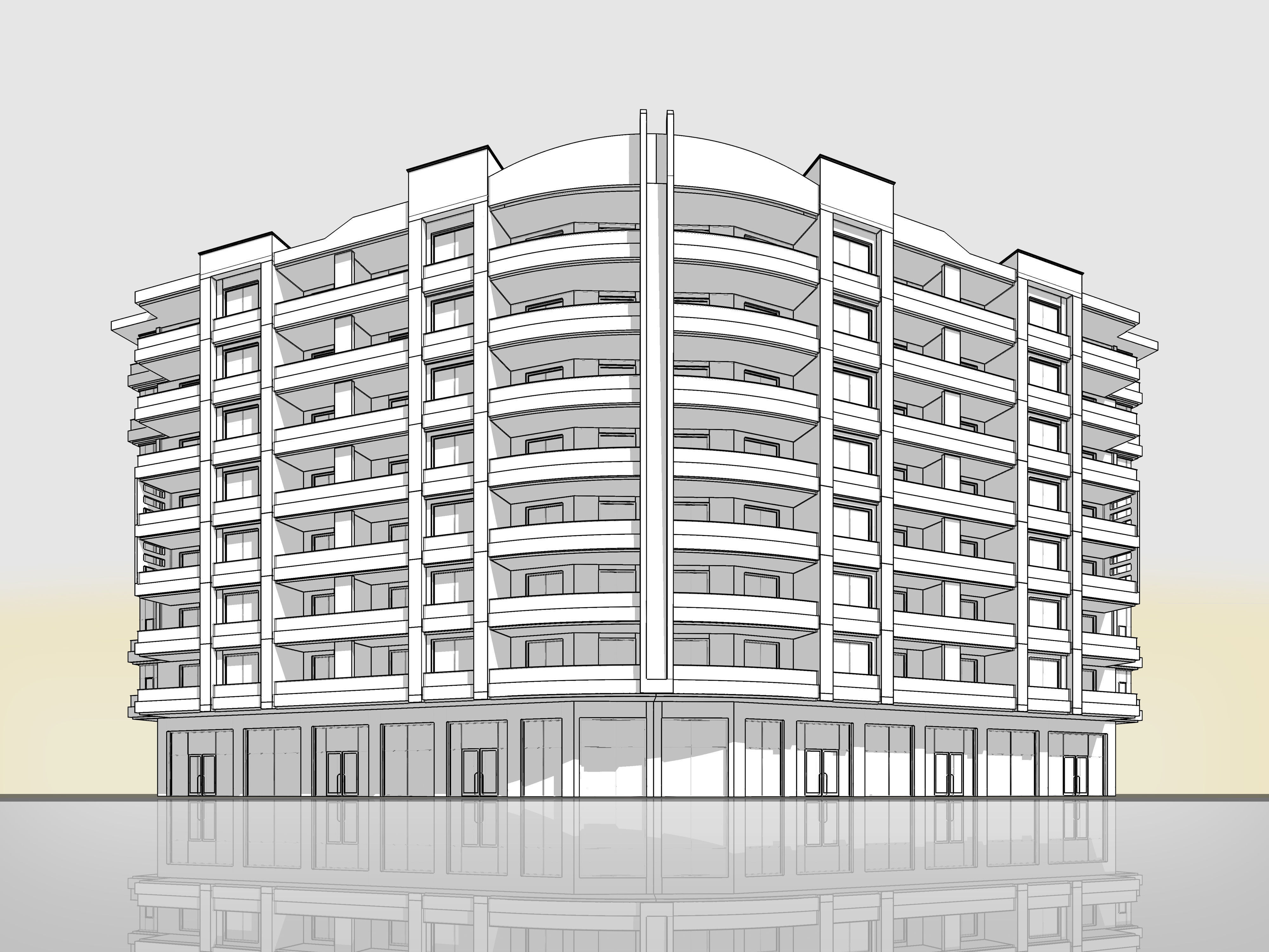 Residence Architectural 3d Model with Render Scene Low-poly 3D model_1