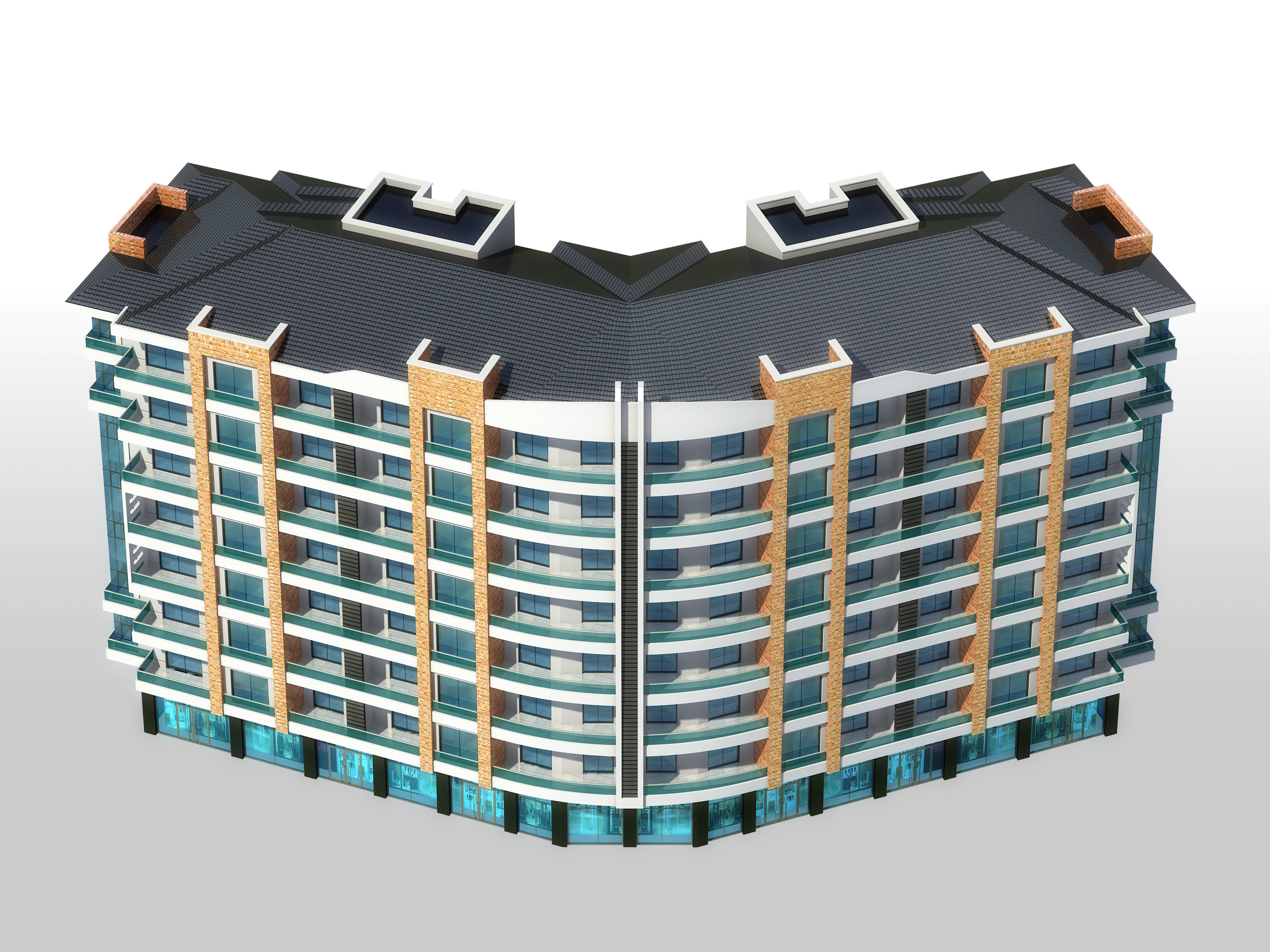 Residence Architectural 3d Model with Render Scene Low-poly 3D model_5