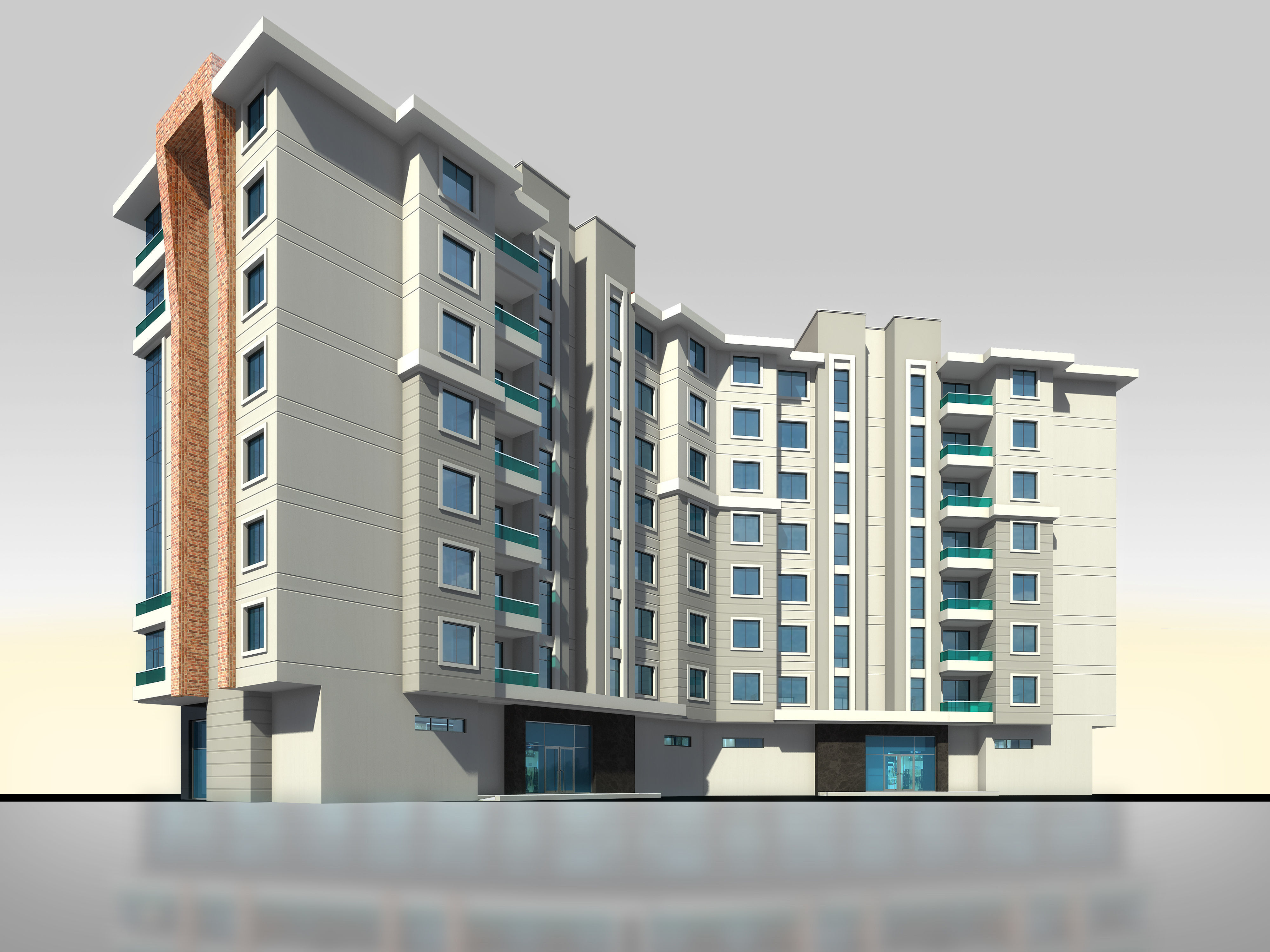 Residence Architectural 3d Model with Render Scene Low-poly 3D model_3