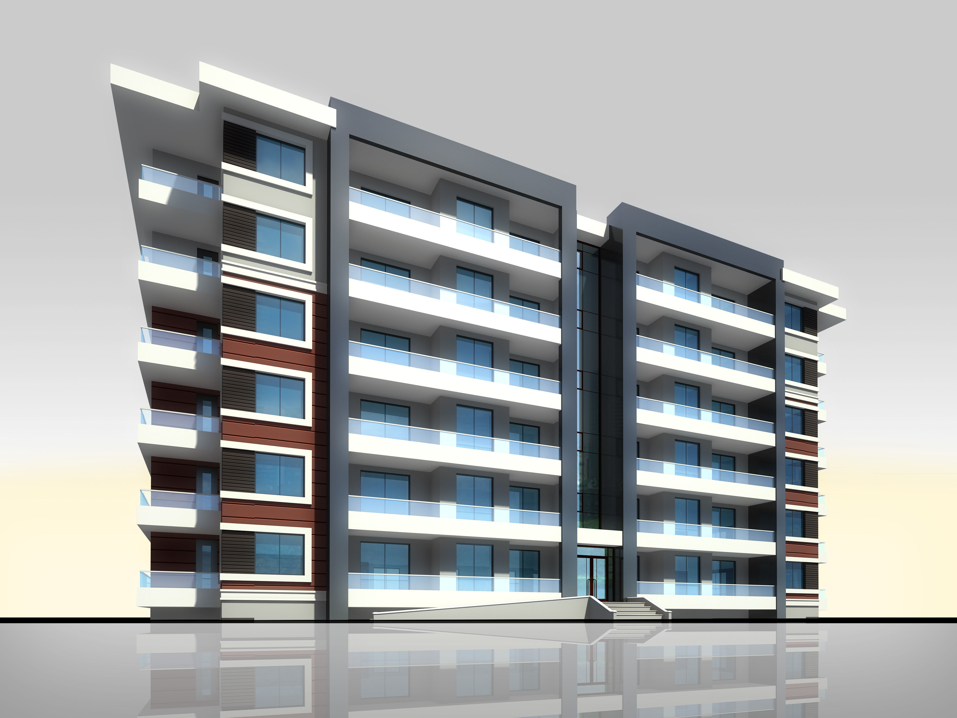 Apartment Architectural 3d Model with Render Scene Low-poly 3D model_2