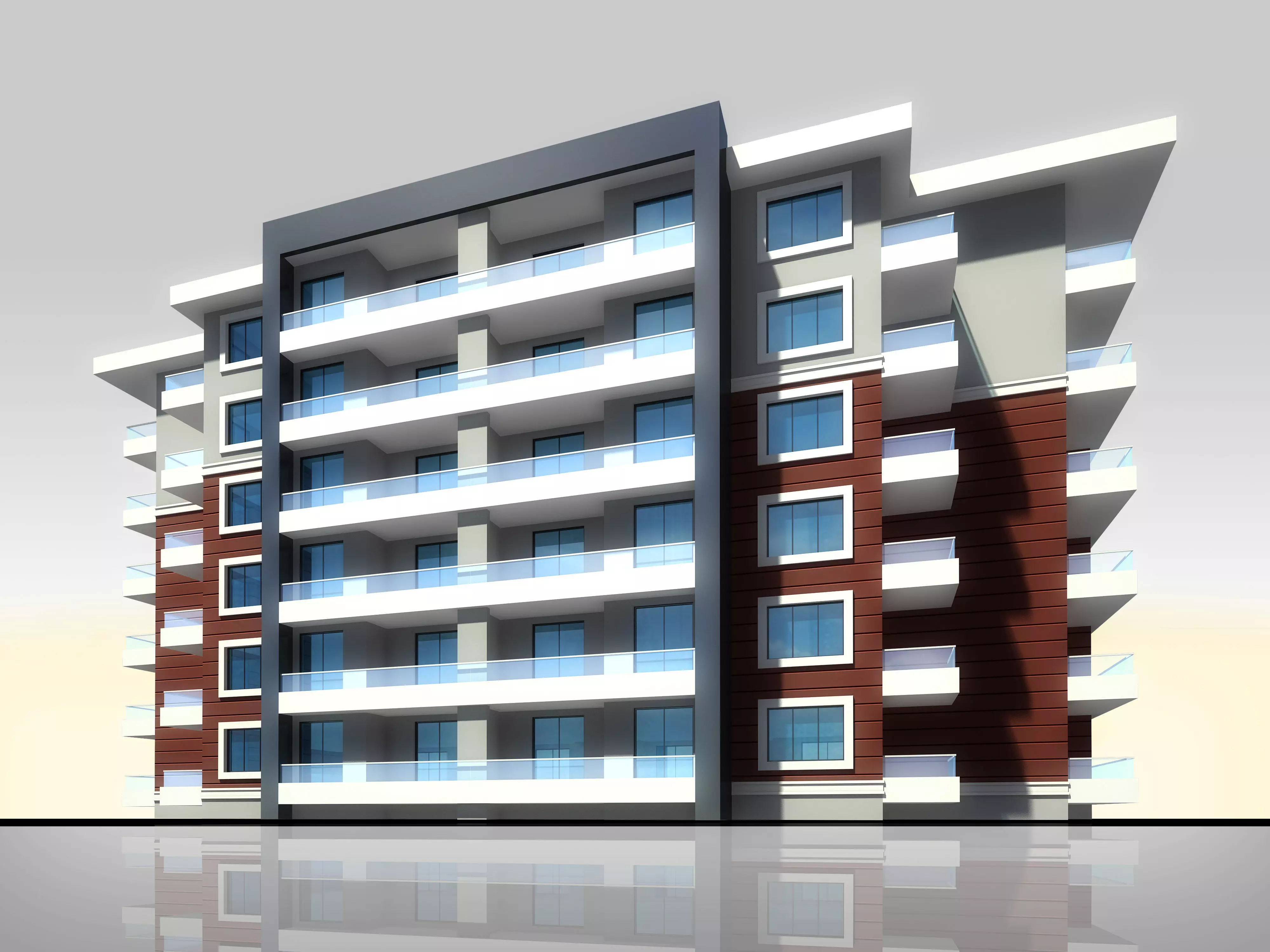 Apartment Architectural 3d Model with Render Scene Low-poly 3D model_0