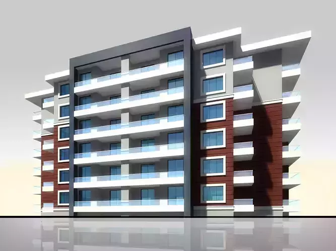 Apartment Architectural 3d Model with Render Scene Low-poly 3D model