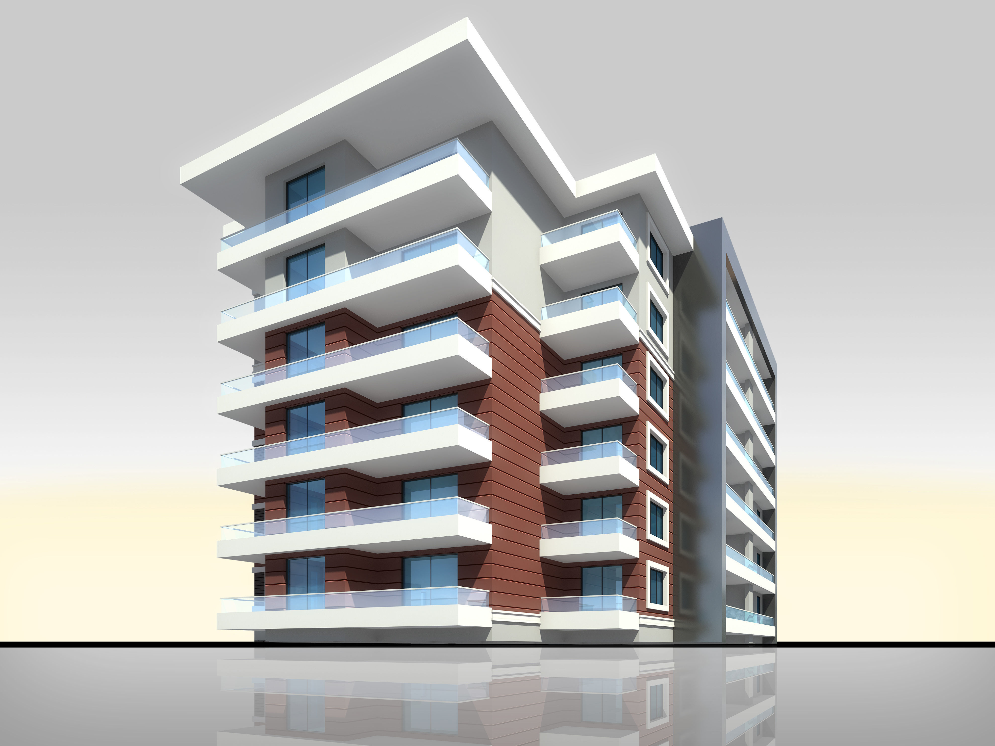 Apartment Architectural 3d Model with Render Scene Low-poly 3D model_3